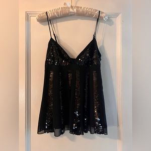 BCBG sequin and silk top